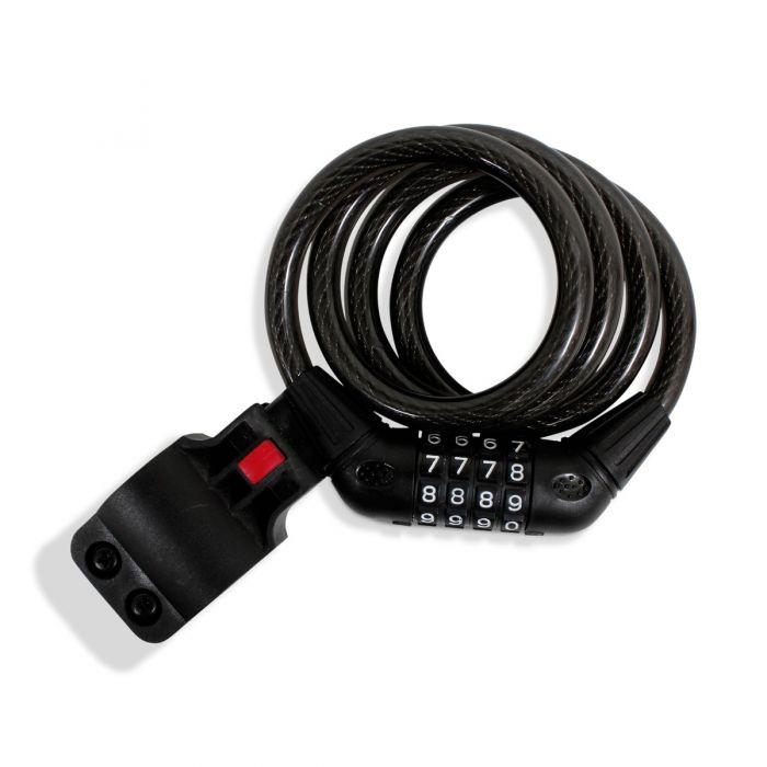 CER - Cable candado en espiral retráctil con combinación 4 dígitos